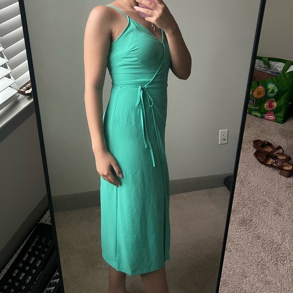 Nine West Teal Midi Wrap Dress - Picture 4 of 5
